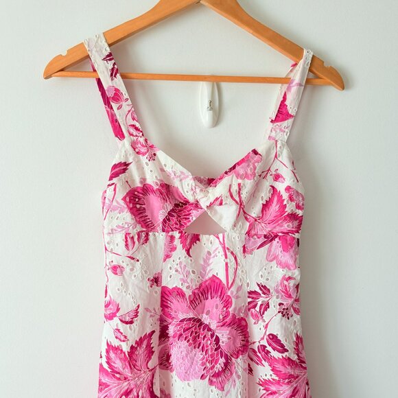 Zara Printed Openwork Embroidered Long Dress Blogger Fav White Pink Size XS - Picture 7 of 10